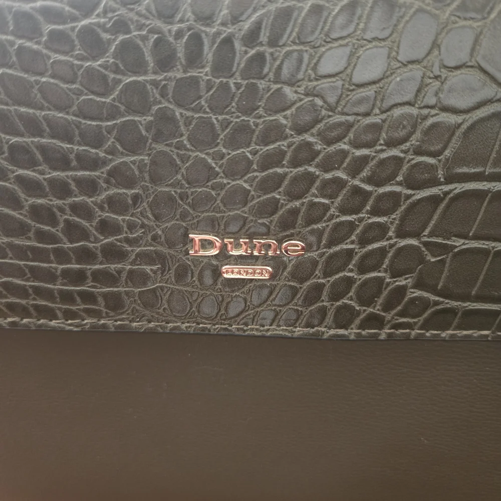 Dune London Olive Green Croc-Embossed Satchel Crossbody with Matching Pouch